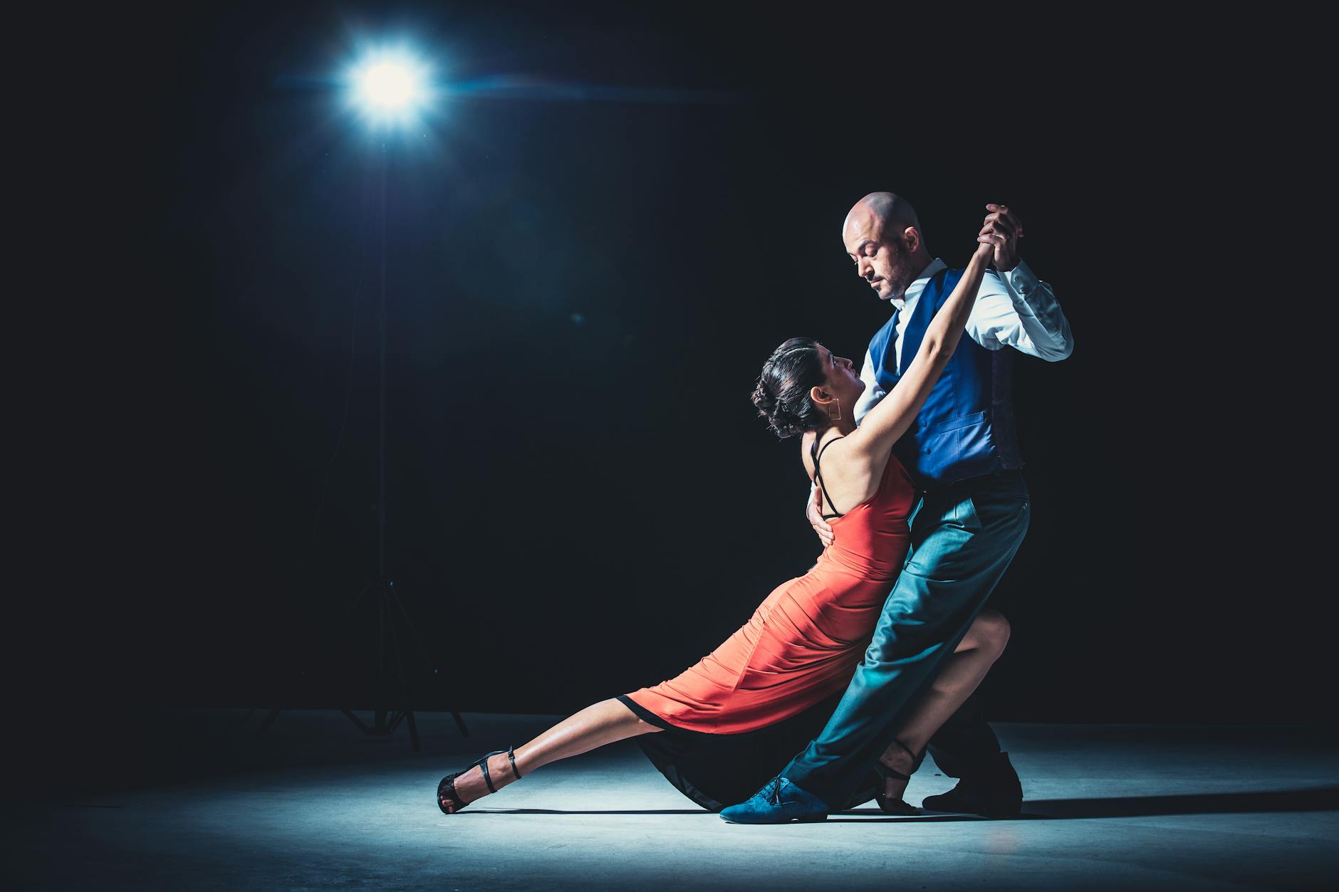 Dancing under spotlight